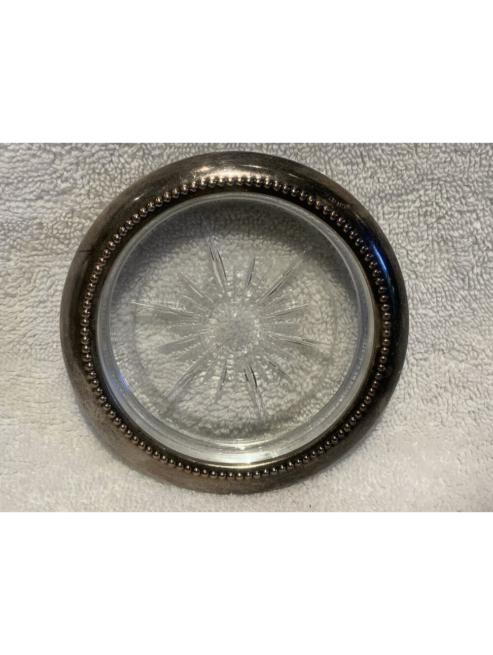 Vintage MC Italian W&S Blackinton Silverplate Glass Coaster/Ashtray 4”W x .75”H